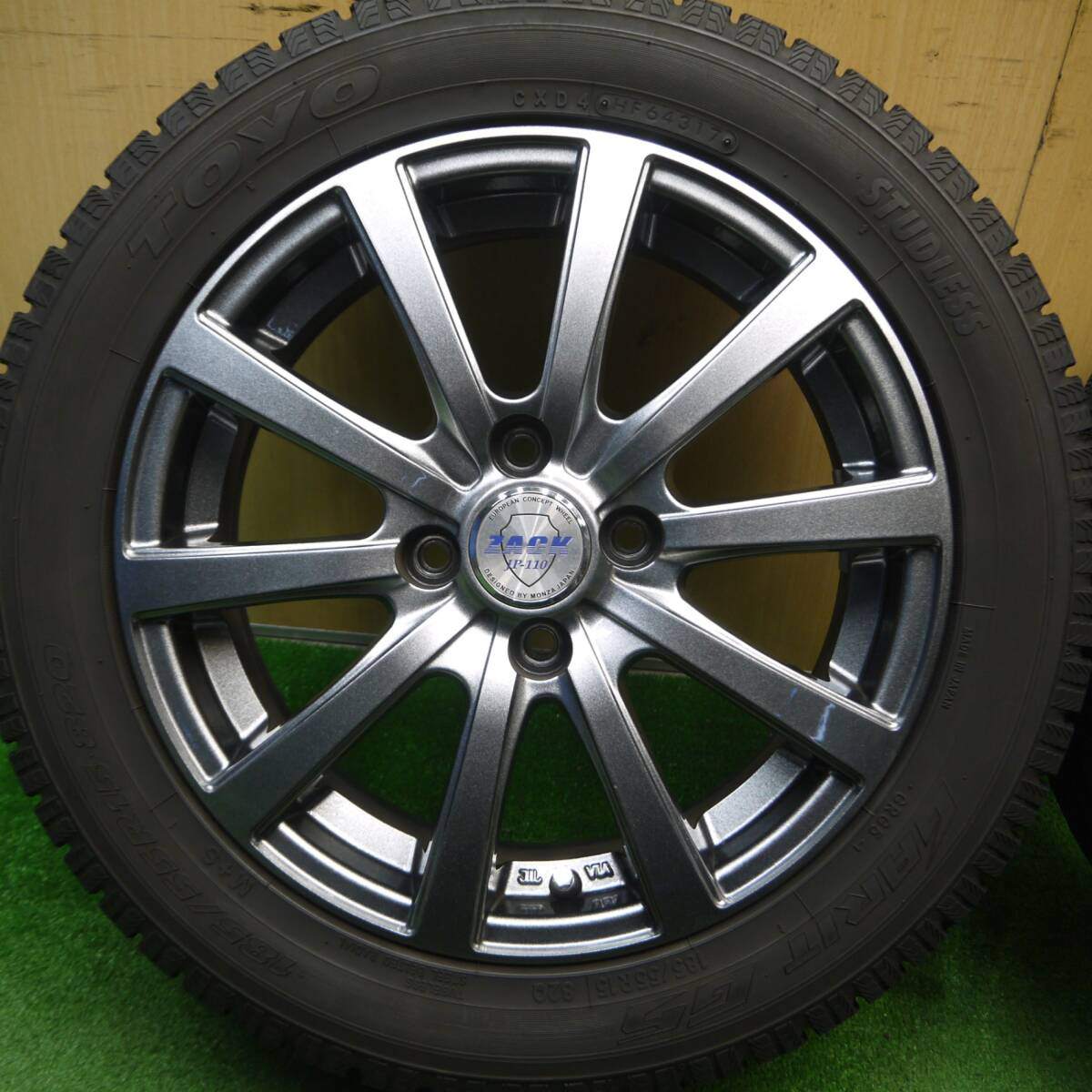 バリ溝!キレイ!9.5分★スタッドレス 185/55R15 トーヨー ガリット G5 ZACK JP-110 MONZA ザック 15インチ PCD100/4H★5020406Hス