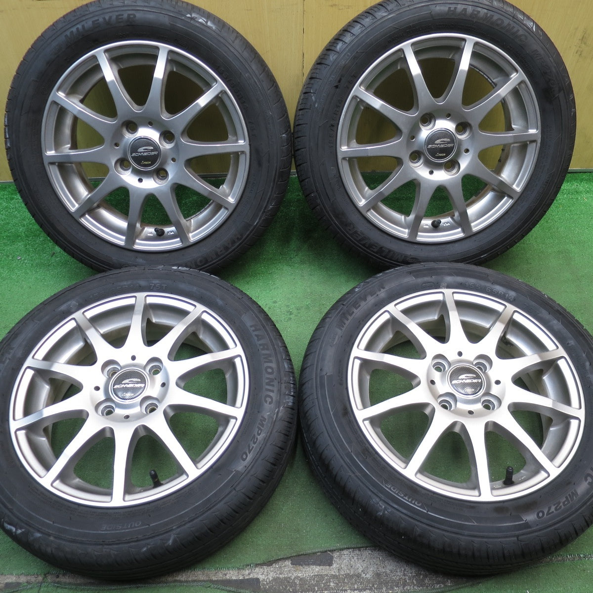バリ溝!23年!9分★155/65R14 ミレバー ハーモニック MP270 SCHNEIDER ATECH シュナイダー 14インチ PCD100/4H★5072902NJノ