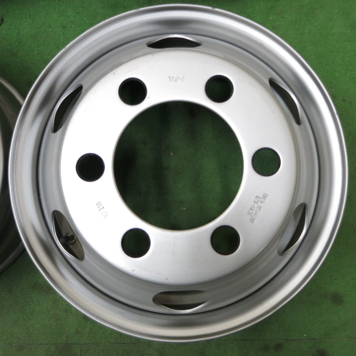 新車外し!6本★トラック エルフ キャンター デュトロ 等 純正 TOPY DM2K スチール ホイール 127-9CS 17.5インチ PCD222.25/6H★5090102ナホ