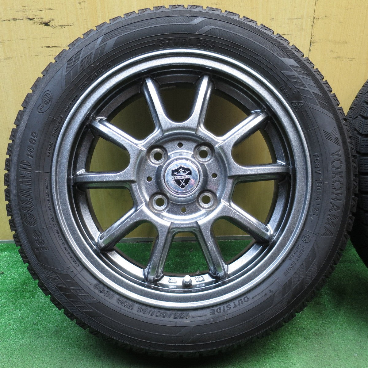 バリ溝!21年!8.5分★スタッドレス 155/65R14 ヨコハマ アイスガード iG60 ESTROSA エステローザ 14インチ PCD100/4H★5080804NJス