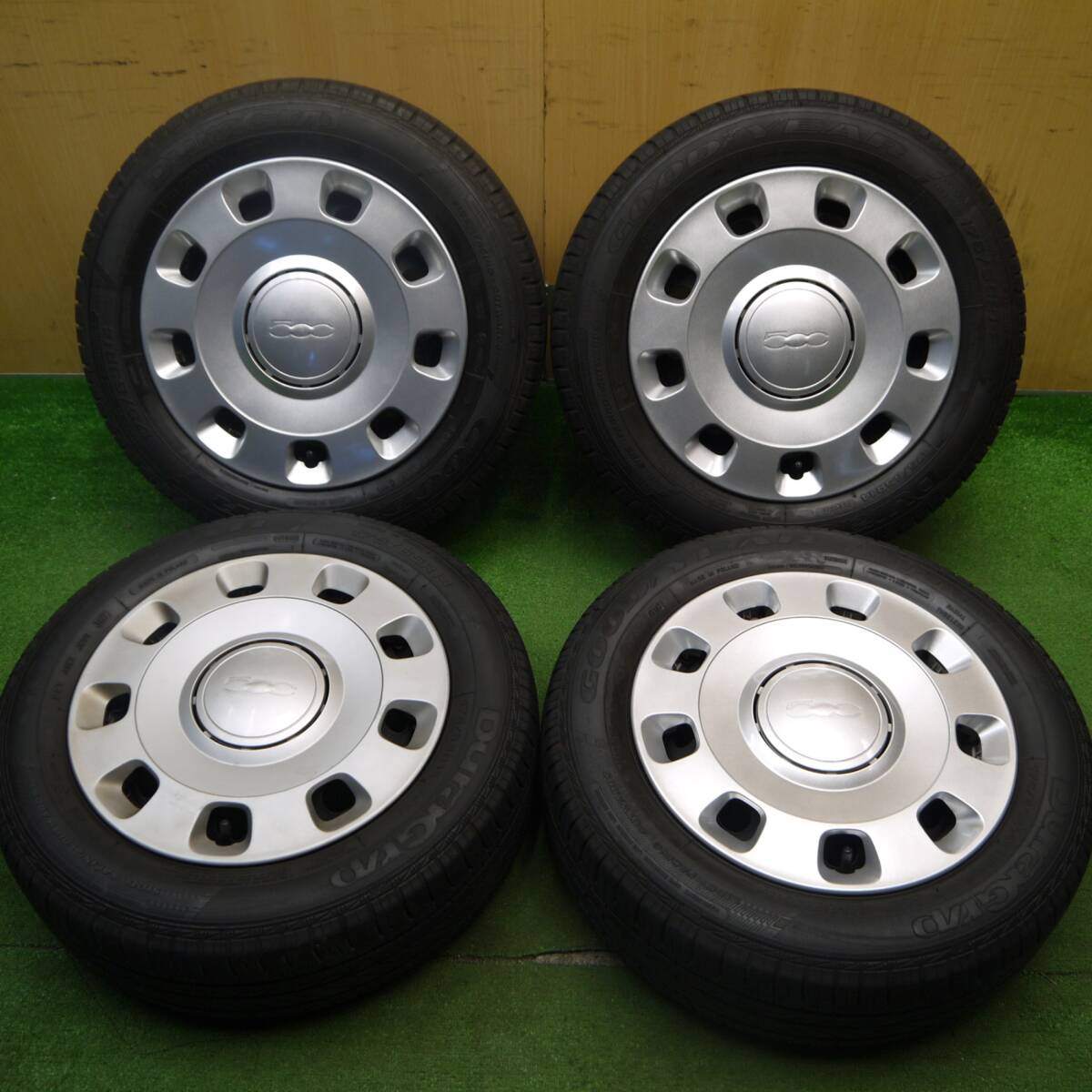 バリ溝!キレイ!9分★フィアット 500 純正 スチール 175/65R14 グッドイヤー DuraGrip 14インチ PCD98/4H★5032802Hノ