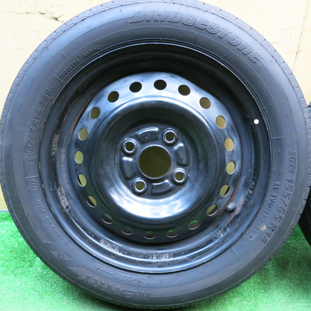 バリ溝!22年!8.5分★155/65R14 ブリヂストン ネクストリー エコピア スチール ホイール 14インチ PCD100/4H★5092808HAノ