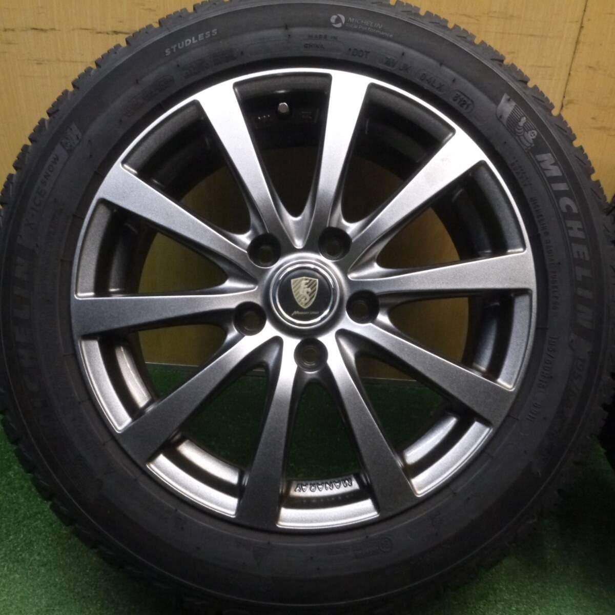 バリ溝!キレイ!21年!9分★スタッドレス 195/60R16 ミシュラン X-ICE SNOW MANARAY SPORT マナレイスポーツ 16インチ PCD114.3/5H★4121301Hス