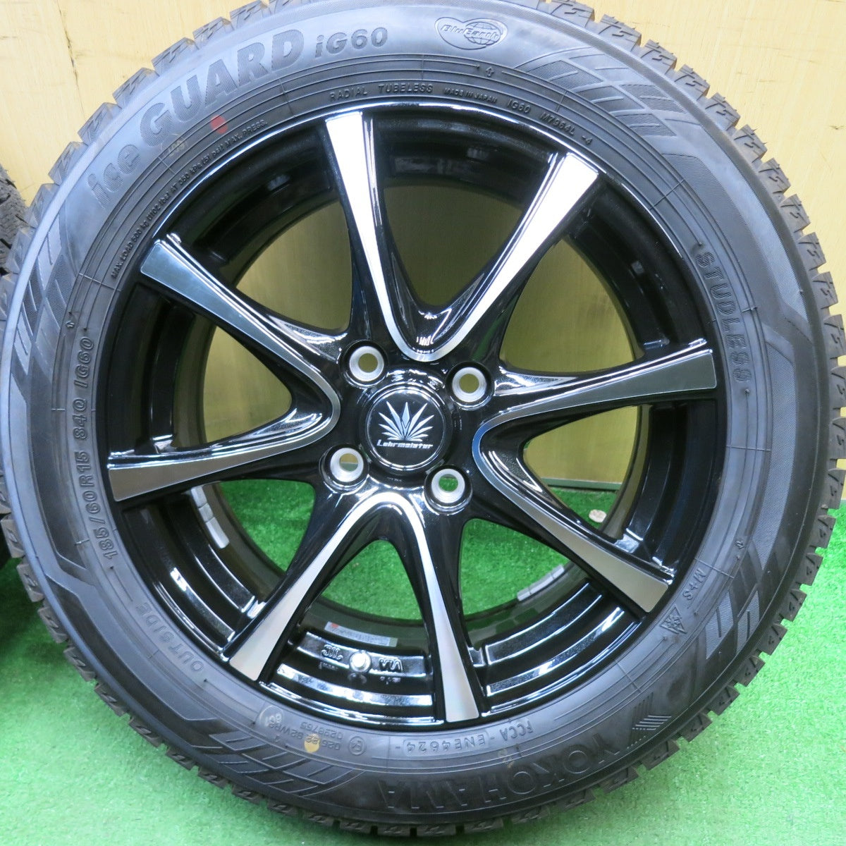 タイヤほぼ未使用!24年!キレイ★Lehrmeister PREMIX AMALFI V Jr 185/60R15 スタッドレス ヨコハマ アイスガード iG60 レアマイスター プレミックス アマルフィ PCD100/4H★5041504TNス