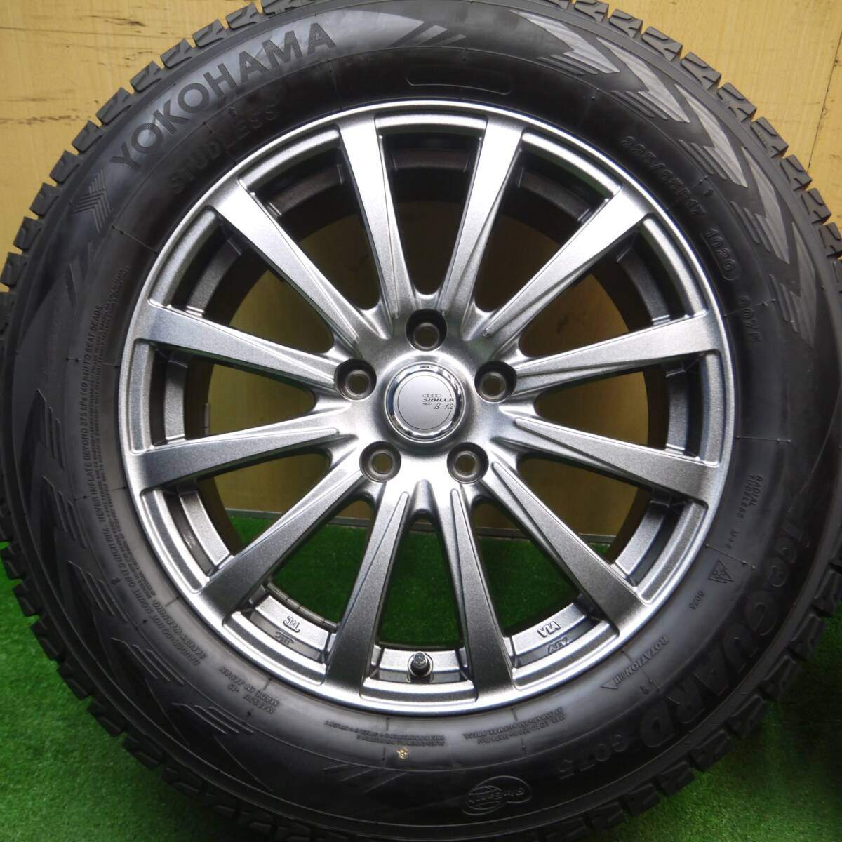 バリ溝!21年!キレイ!9.5分★スタッドレス 225/65R17 ヨコハマ アイスガード G075 SIBILLA NEXT β-12 シビラ 17インチ PCD114.3/5H★5013112Hス