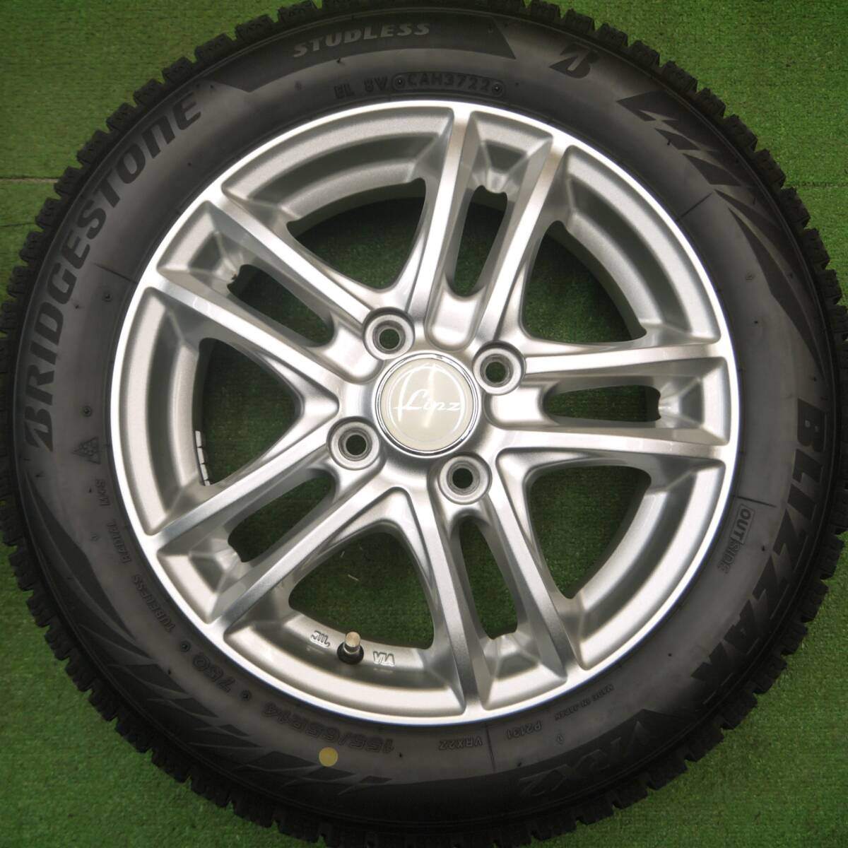 バリ溝!22年!キレイ!9.5分以上★スタッドレス 155/65R14 ブリヂストン ブリザック VRX2 Linz 14インチ PCD100/4H★4122307Hス