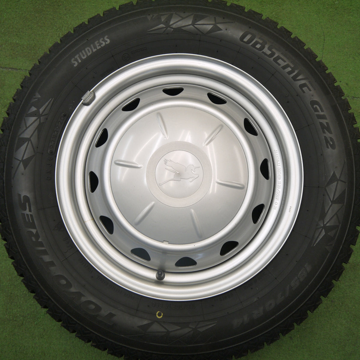 超バリ溝!キレイ!ほぼ10分★スタッドレス 185/70R14 トーヨー オブザーブ GIZ2 スチール ホイール 14インチ PCD100 114.3/4H マルチ★6040707Hス