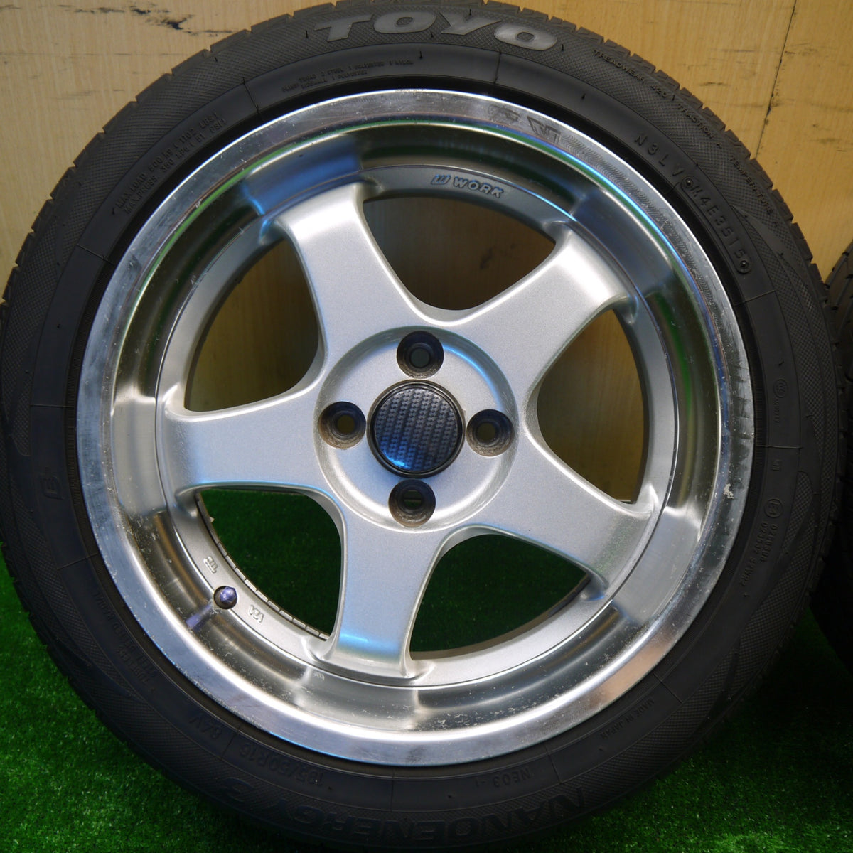 バリ溝!9.5分!2本★WORK MEISTER S1 195/50R16 トーヨー ナノエナジー3 ワーク マイスター 16インチ PCD100/4H★5100803Hノ
