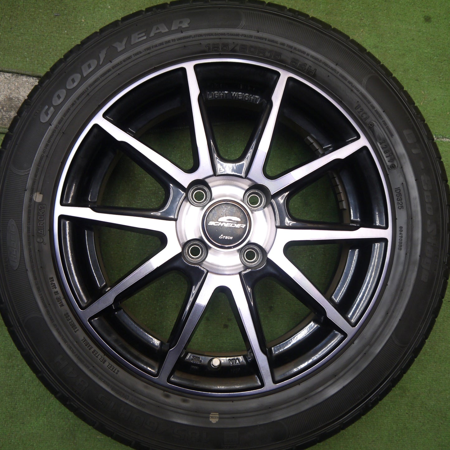 バリ溝!キレイ!9分★185/60R15 グッドイヤー GT-Eco Stage SCHNEIDER シュナイダー 15インチ PCD100/4H★5090805Hノ