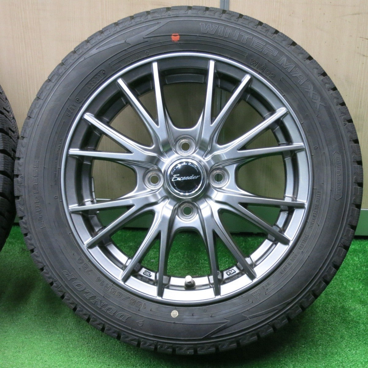 21年!★スタッドレス 155/65R14 ダンロップ ウインターマックス WM02 Exceeder エクシーダー 14インチ PCD100/4H★4121104NJス