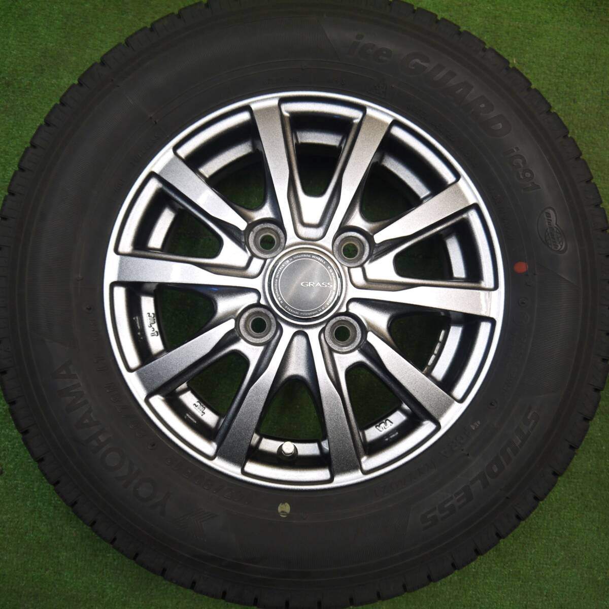 バリ溝!21年!キレイ!9.5分★スタッドレス 145/80R12 80/78N ヨコハマ アイスガード iG91 GRASS グラス 12インチ PCD100/4H★5040803Hス