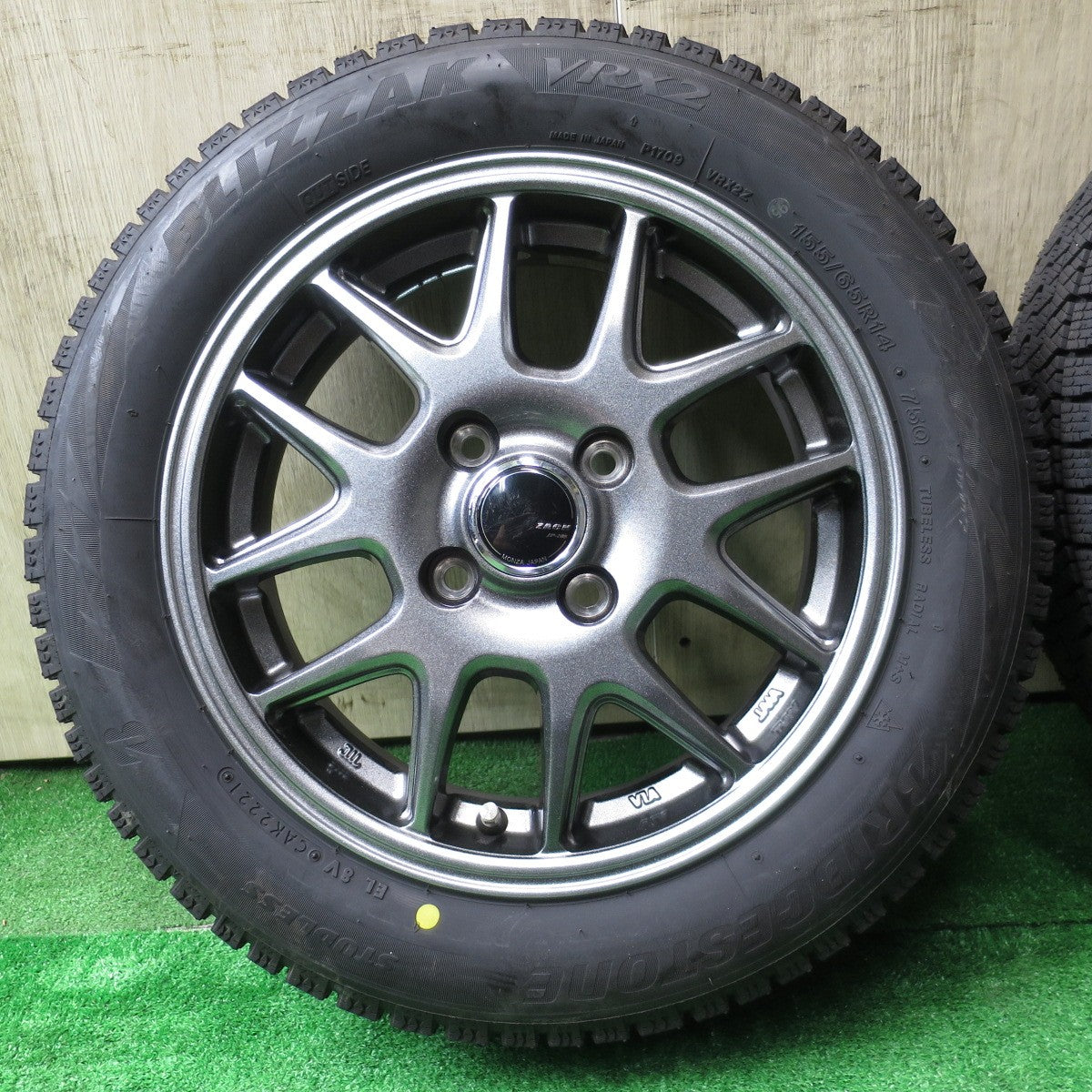 バリ溝!21年!キレイ!9分★スタッドレス 155/65R14 ブリヂストン ブリザック VRX2 ZACK JP-205 MONZA ザック 14インチ PCD100/4H★5052301NJス