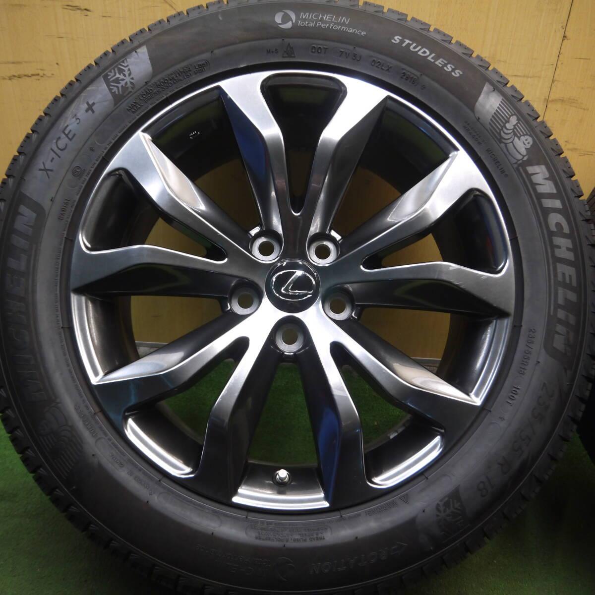 センサー付 バリ溝 綺麗 9.5分以上★レクサス NX 純正 235/55R18 スタッドレス ミシュラン X-ICE3+ PCD114.3/5H★4010908Hス
