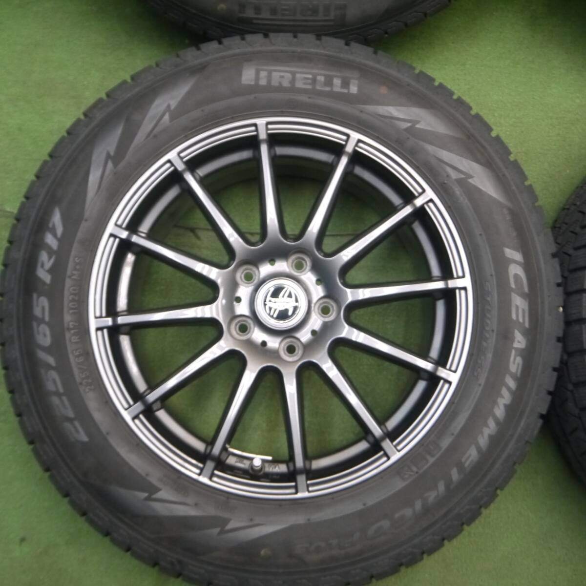 バリ溝!キレイ!8.5分★スタッドレス 225/65R17 ピレリ アイスアシンメトリコ プラス TEAD テッド PCD114.3/5H★4030104KKス