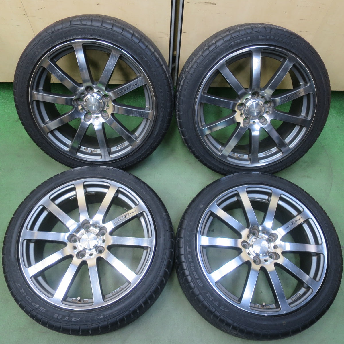 バリ溝!9分◎無限 MUGEN POWER NR 225/45R18 ATR SPORT ATRスポーツ 18インチ PCD114.3/5H◎6101704イノ