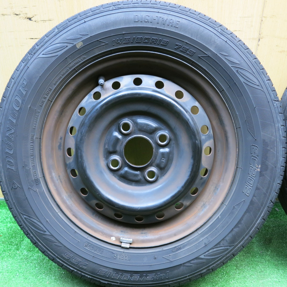 4本価格!22年★145/80R13 ダンロップ EC202 スチール ホイール 13インチ PCD100/4H★5092804HAノ