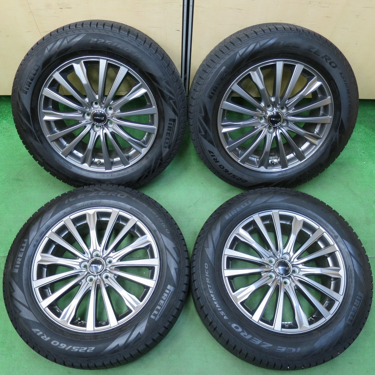 バリ溝!22年!キレイ!9.5分以上★フォレスター等 225/60R17 スタッドレス ピレリ アイスゼロ アシンメトリコ SIBILLA NEXT W5 シビラ PCD100/5H★4111106イス