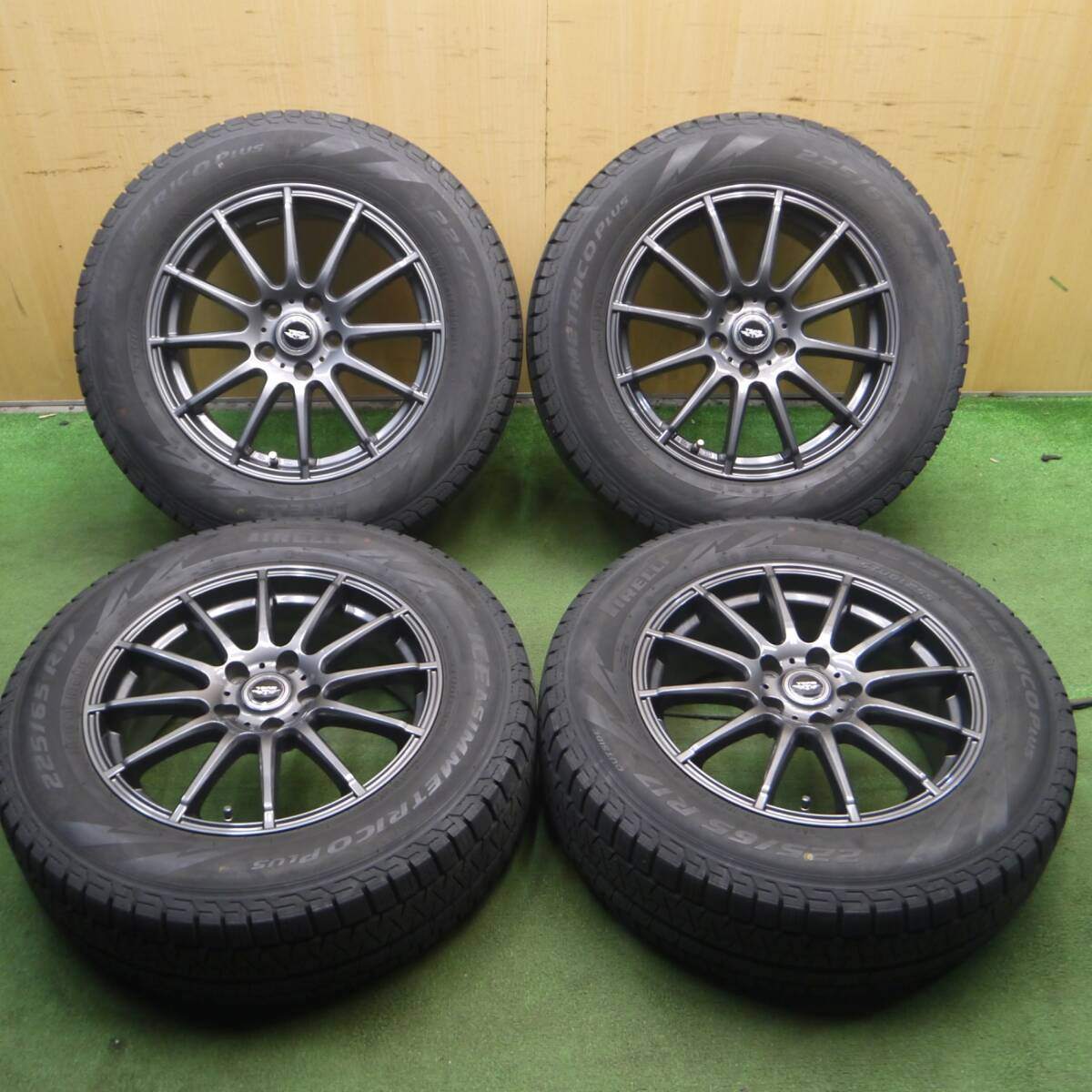 バリ溝!キレイ!8.5分★スタッドレス 225/65R17 ピレリ アイスアシンメトリコ プラス TEAD テッド PCD114.3/5H★4030104KKス