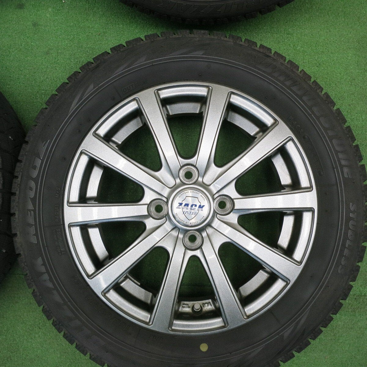 バリ溝!8.5分★スタッドレス 165/65R14 ブリヂストン ブリザック REVO GZ ZACK JP-110 MONZA ザック 14インチ ソリオ ハスラー 等 PCD100/4H★5021306TNス