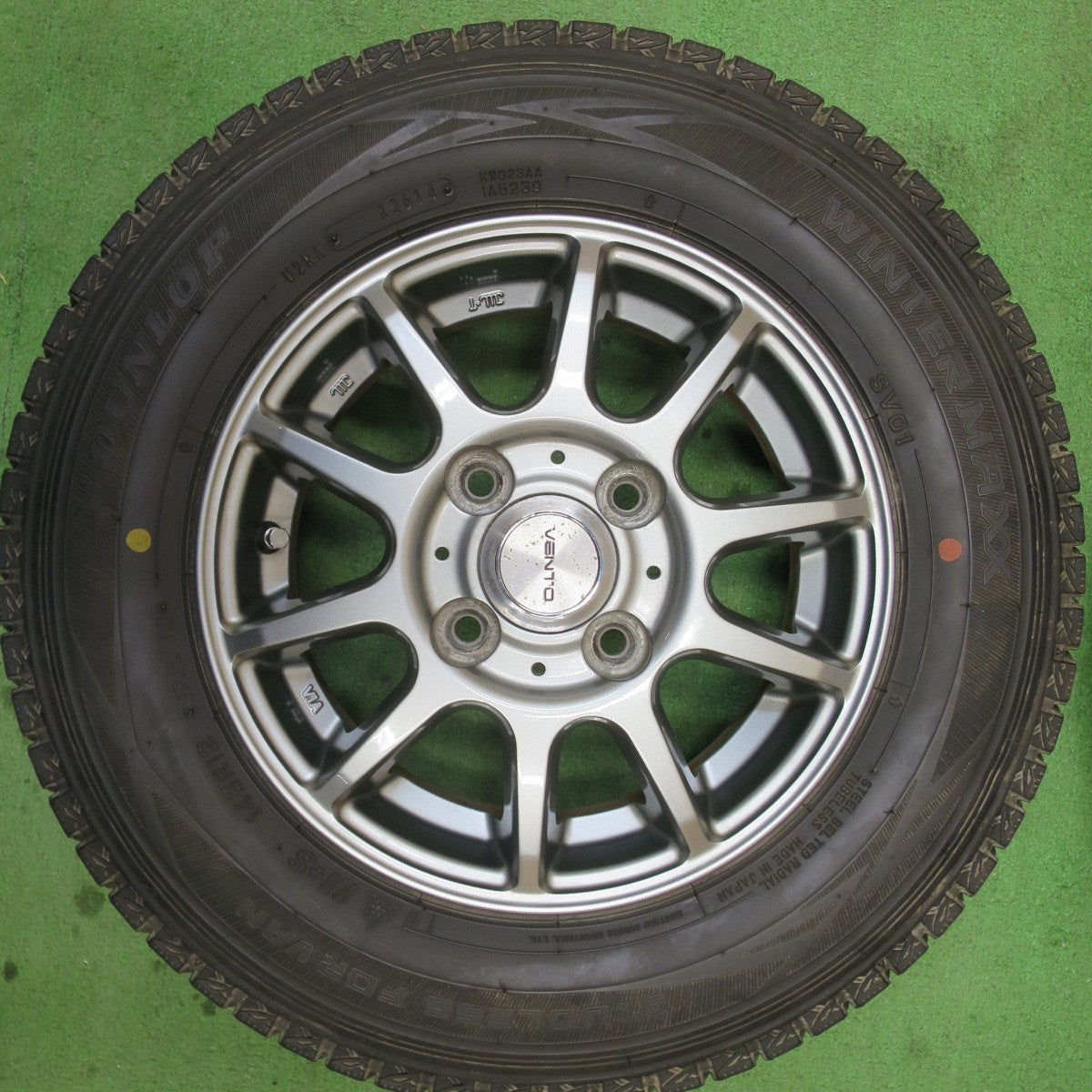 キレイ★スタッドレス 145R12 6PR ダンロップ ウインターマックス SV01 VENTO ヴェント 12インチ PCD100/4H★5050601TTス