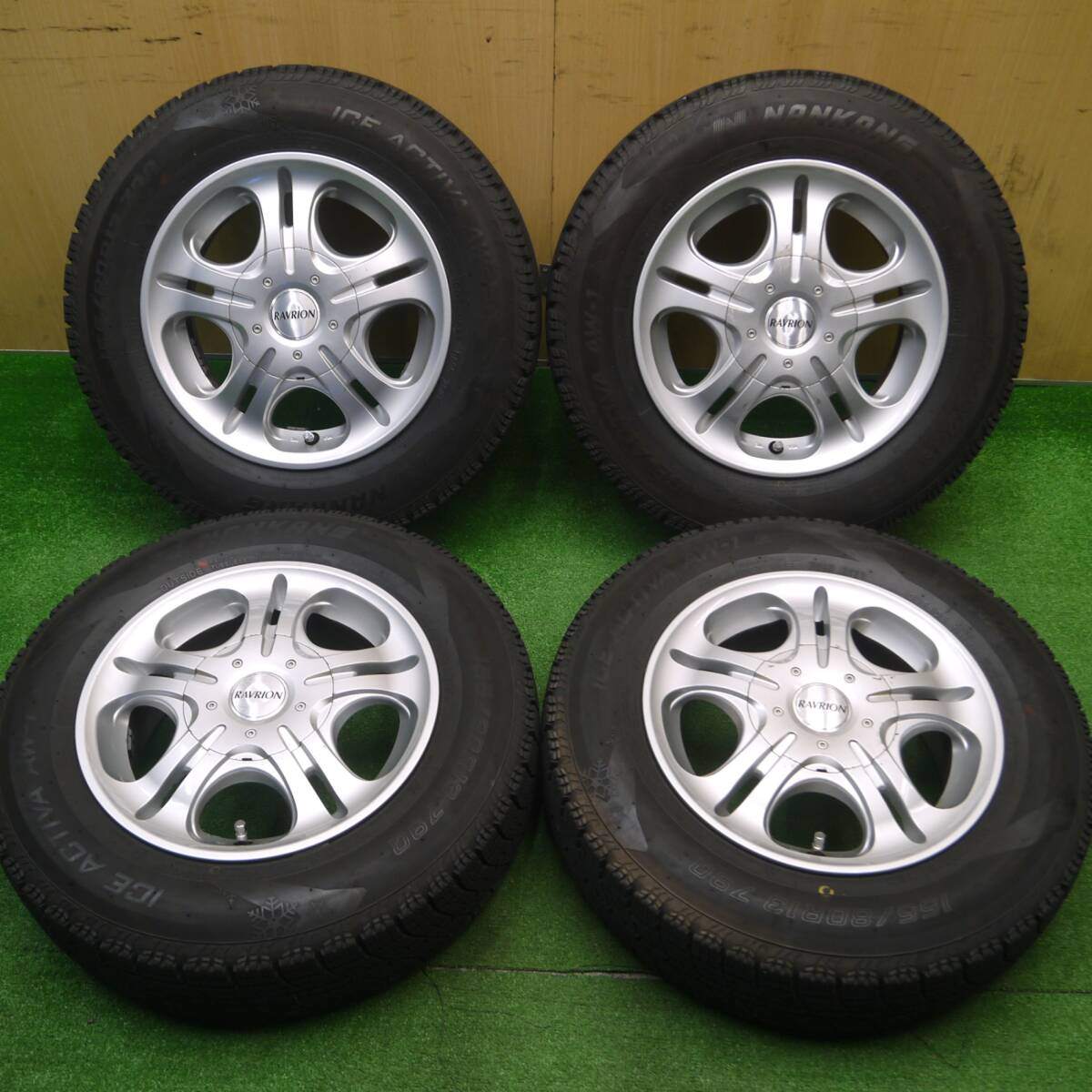 4本!21年★スタッドレス 155/80R13 ナンカン アイスアクティバ AW-1 RAVRION ラブリオン PCD100 114.3/4H マルチ★4103007Hス
