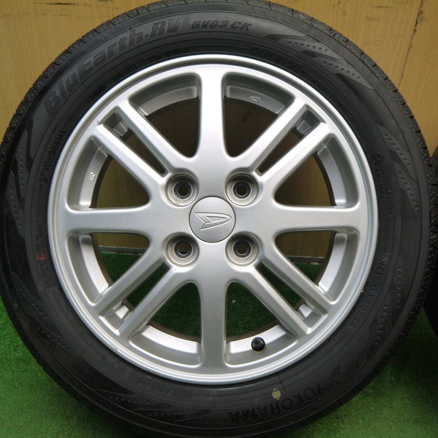 バリ溝!24年!9分★ダイハツ タント ムーヴ 等 純正 155/65R14 ヨコハマ BluEarth-RV RV03 CK 14インチ PCD100/4H★5061610Hノ