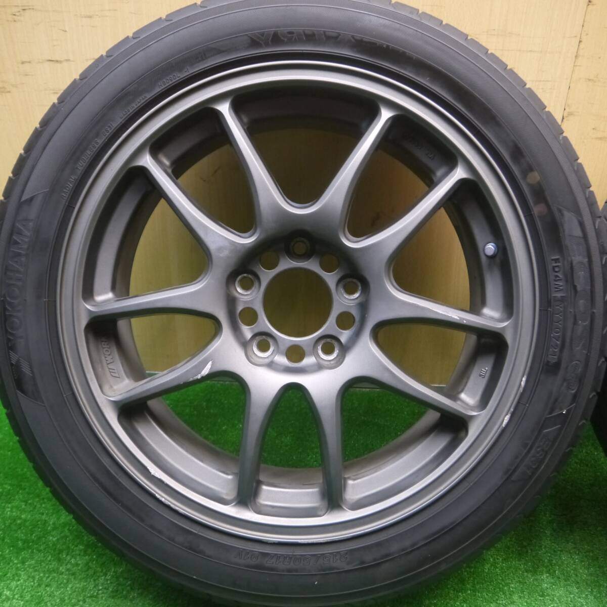 バリ溝 21年 8.5分★WORK EMOTION CR KAI 215/50R17 ヨコハマ ES31 ブリヂストン ネクストリー ワーク PCD114.3/5H★4090906Hノ