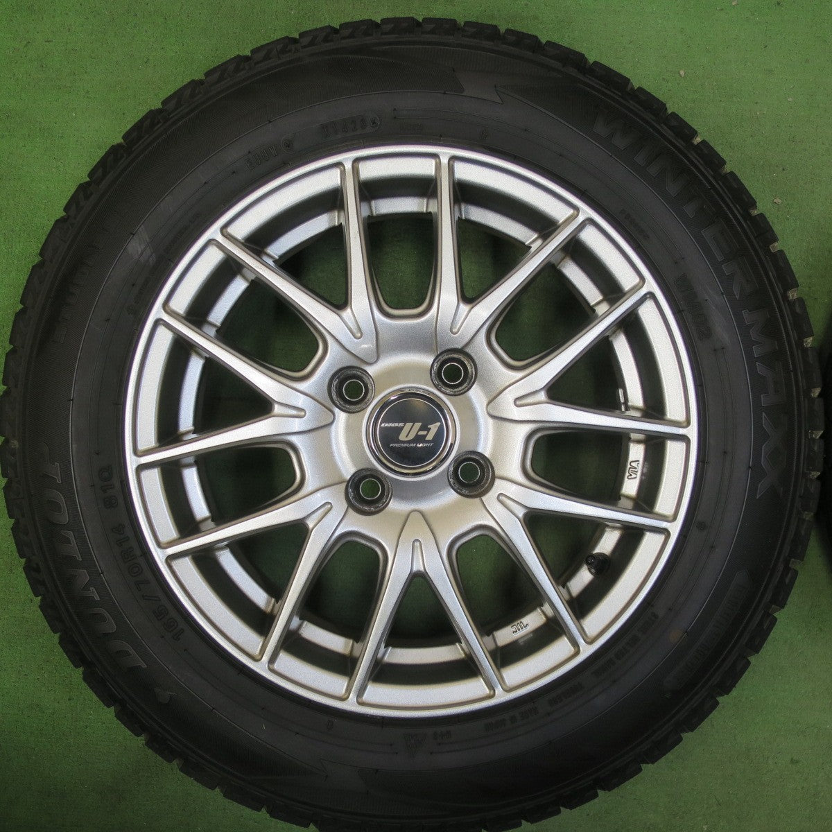 バリ溝!23年!キレイ!9.5分★スタッドレス 165/70R14 ダンロップ ウインターマックス WM02 DIOS U-1 PREMIUM LIGHT 14インチ PCD100/4H★5052903TTス