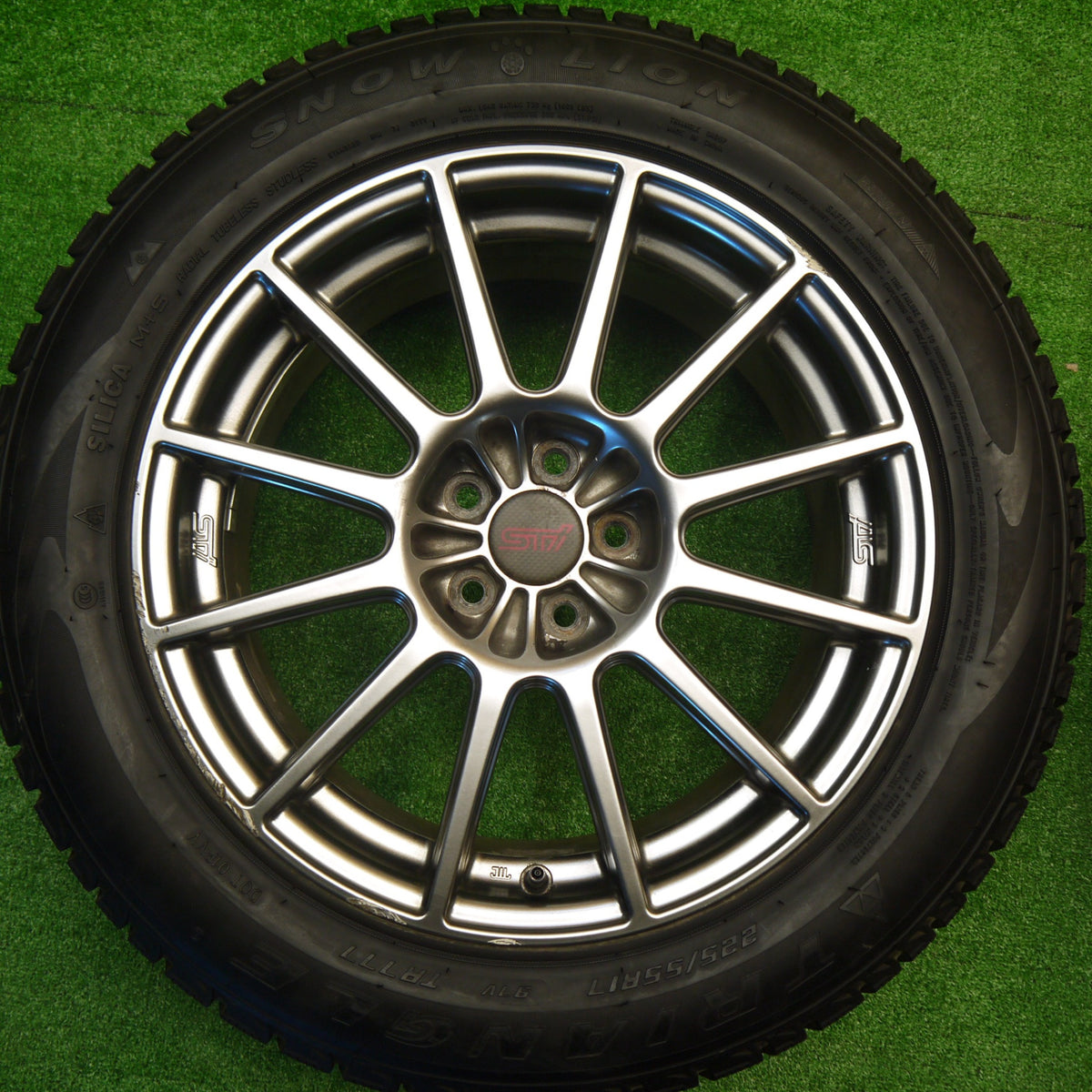 バリ溝!21年!9.5分★スバル フォレスター STi 純正 ENKEI 225/55R17 スタッドレス トライアングル SNOW LION 17インチ エンケイ PCD100/5H★5101004Hス