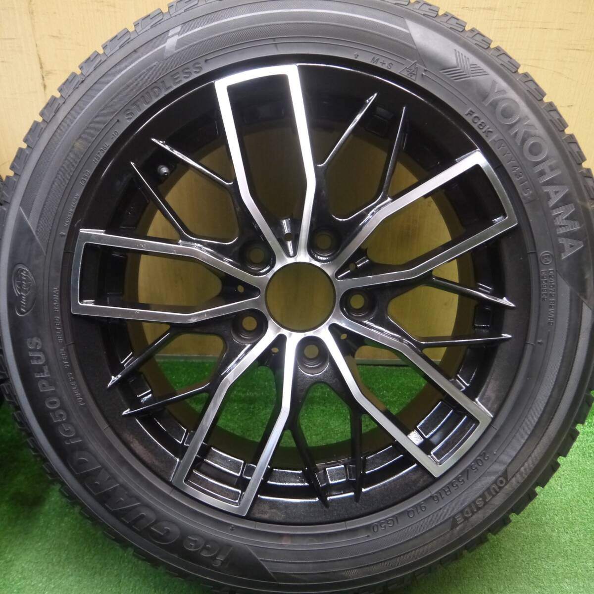 バリ溝!キレイ!9分★BMW 等 EUROBAHN SPORTECHNIC 205/55R16 スタッドレス ヨコハマ アイスガード iG50 プラス 16インチ ユーロバーン PCD120/5H★5030412Hス