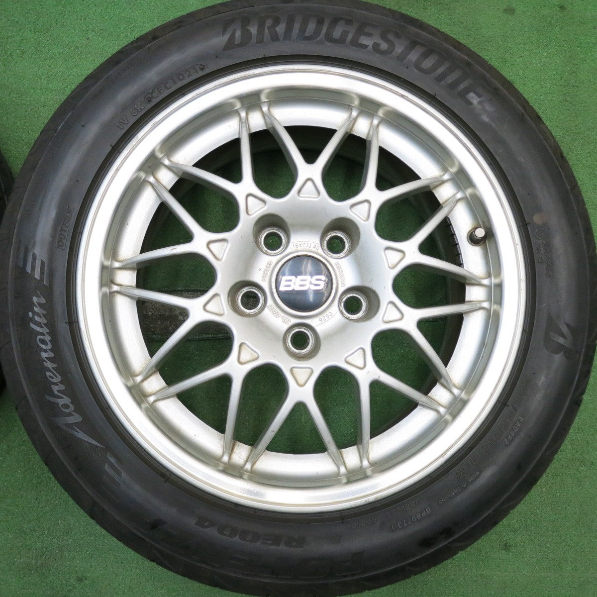 バリ溝!21年!9.5分★日産 スカイライン 等 純正 BBS CG26 205/55R16 ブリヂストン ポテンザ RE004 16インチ PCD114.3/5H★5052501HAノ
