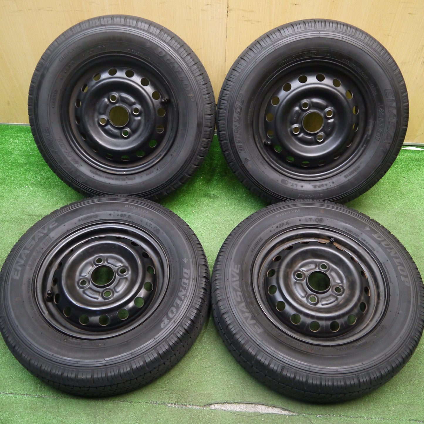4本価格!23年★145R12 6PR ダンロップ エナセーブ VAN01 スチール 12インチ PCD100/4H★5040901Hノ