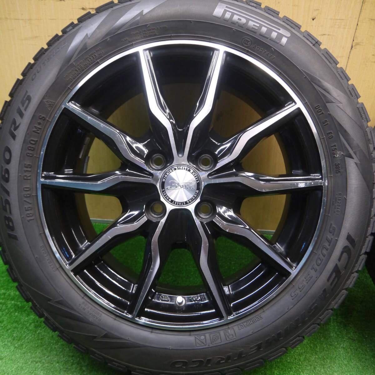 4本価格★スタッドレス 185/60R15 ピレリ アイスアシンメトリコ B-win KRX 15インチ PCD100/4H★4121702Hス