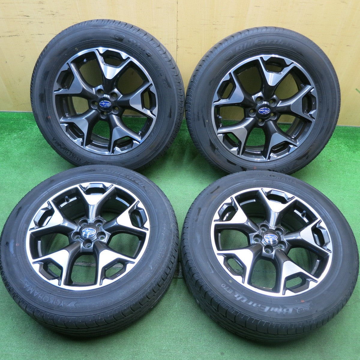 バリ溝!9.5分★スバル GT系 XV 純正 225/60R17 ヨコハマ ブルーアース E70 E70GZ 17インチ PCD100/5H★5062808HAノ