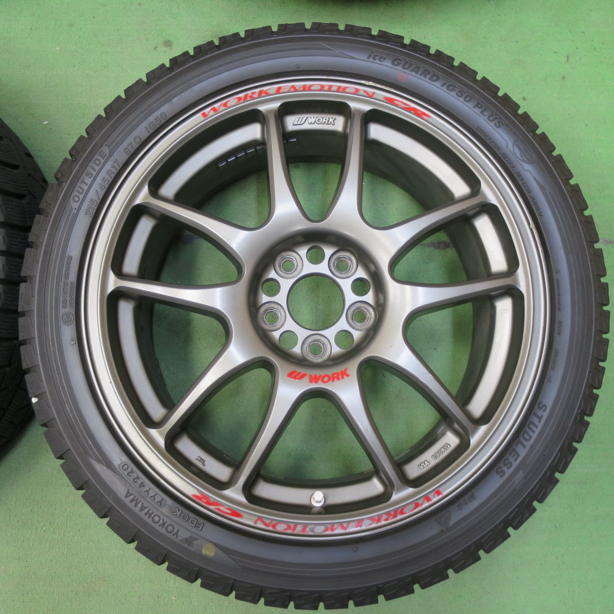 バリ溝!9.5分★86 BRZ プリウス 等 WORK EMOTION CR KAI 215/45R17 スタッドレス ヨコハマ アイスガード iG50 プラス ワーク エモーション PCD100/5H★5052201イス
