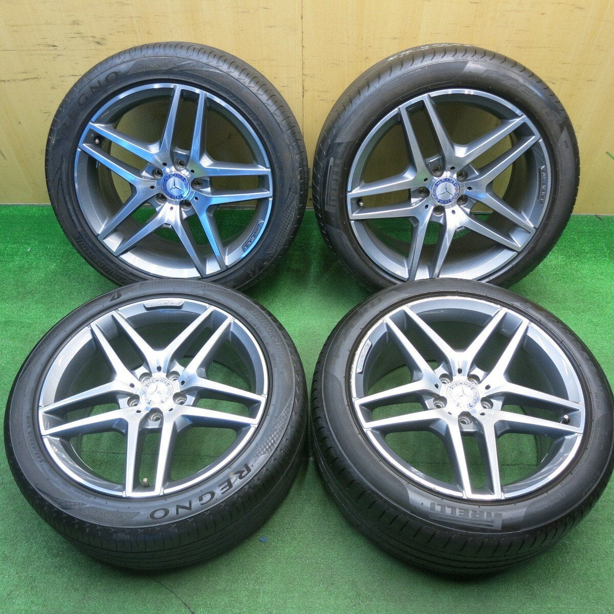 バリ溝 綺麗 9.5分★ベンツ Sクラス W222 純正 AMG 245/45R19 275/40R19 ブリヂストン GR-X2 ピレリ PZERO PCD112★5030901NJノ