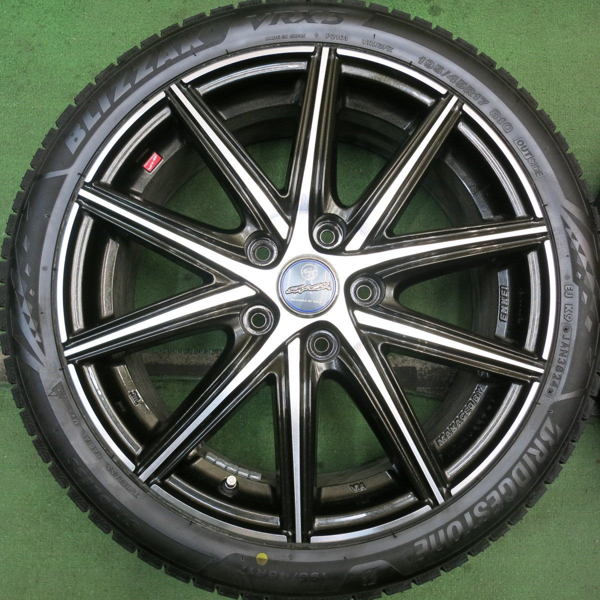 超バリ溝!24年!ほぼ10分★スタッドレス 195/45R17 ブリヂストン ブリザック VRX3 SMACK ENKEI スマック エンケイ 17インチ PCD114.3/5H★5090406HAス