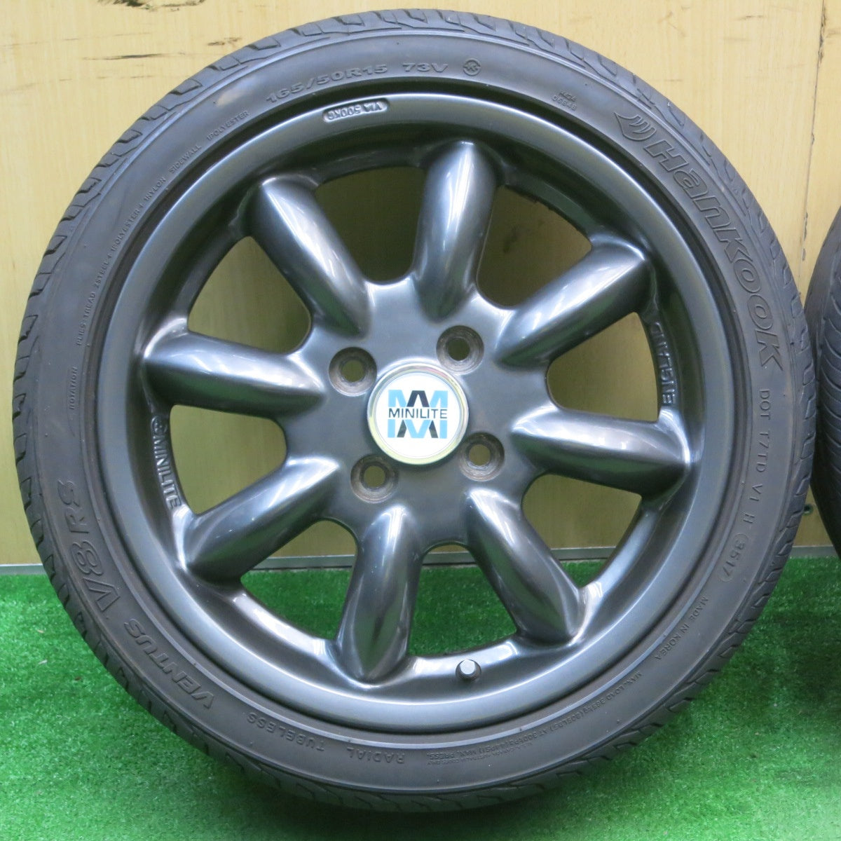 バリ溝!キレイ!8.5分★ダイハツ コペン 等 純正 MINILITE 165/50R15 ハンコック ベンタス V8 RS 15インチ ミニライト PCD100/4H★5051708NJノ