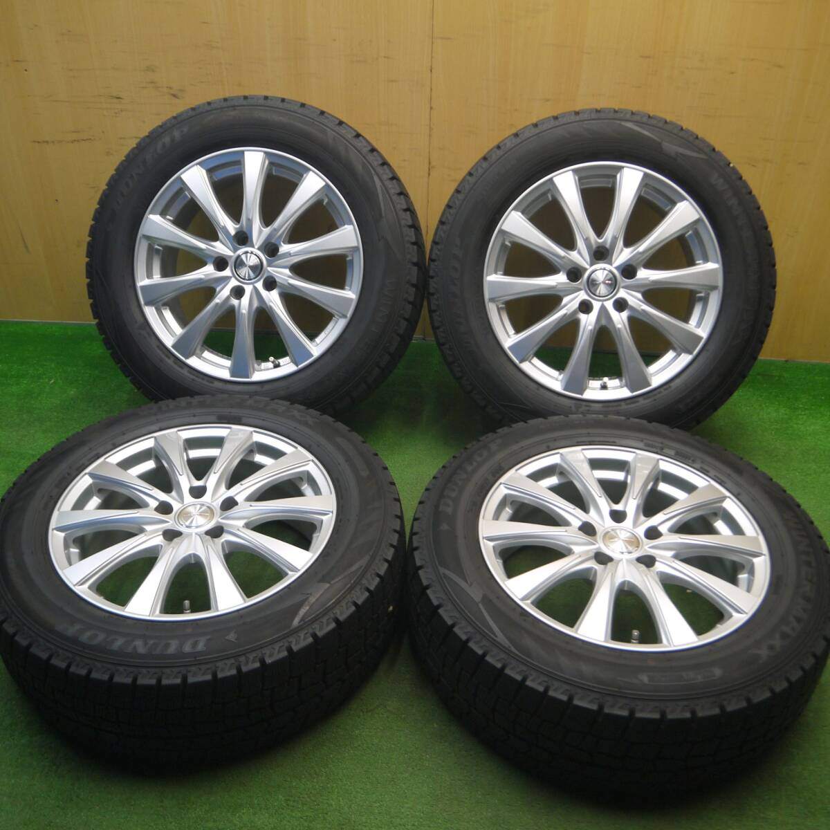 バリ溝!21年!キレイ!9.5分★スタッドレス 225/60R17 ダンロップ ウインターマックス WM02 JOKER ジョーカー 17インチ PCD114.3/5H★5022804Hス