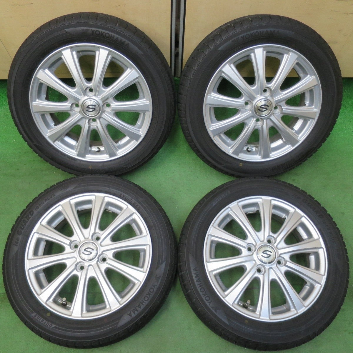 バリ溝!9分★スタッドレス 155/65R14 ヨコハマ アイスガード iG50 プラス 社外 アルミ 14インチ PCD100/4H★5022712イス