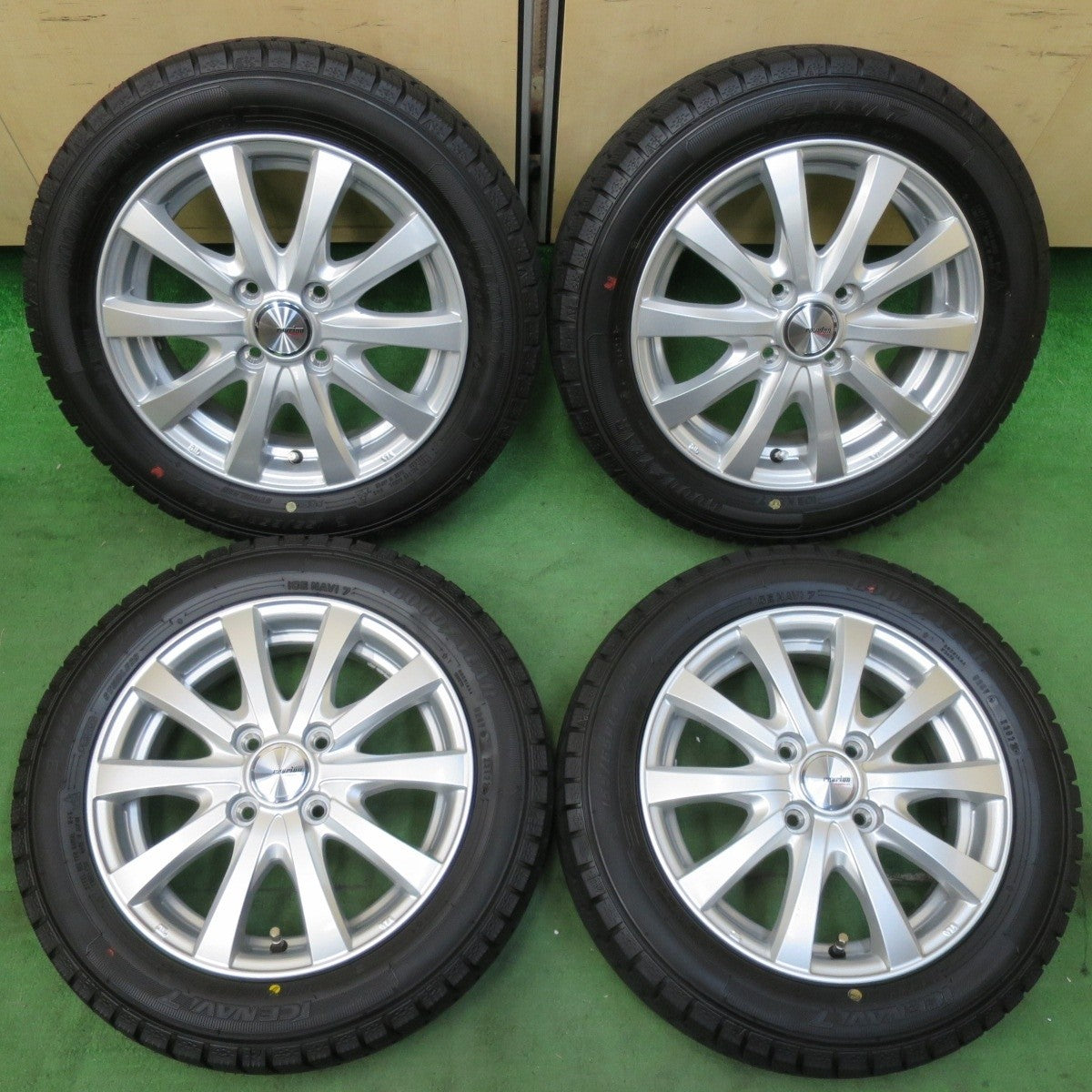 超バリ溝!22年!キレイ!ほぼ10分★スタッドレス 155/65R14 グッドイヤー アイスナビ7 ravrion RS01 ラブリオン 14インチ PCD100/4H★5021113イス