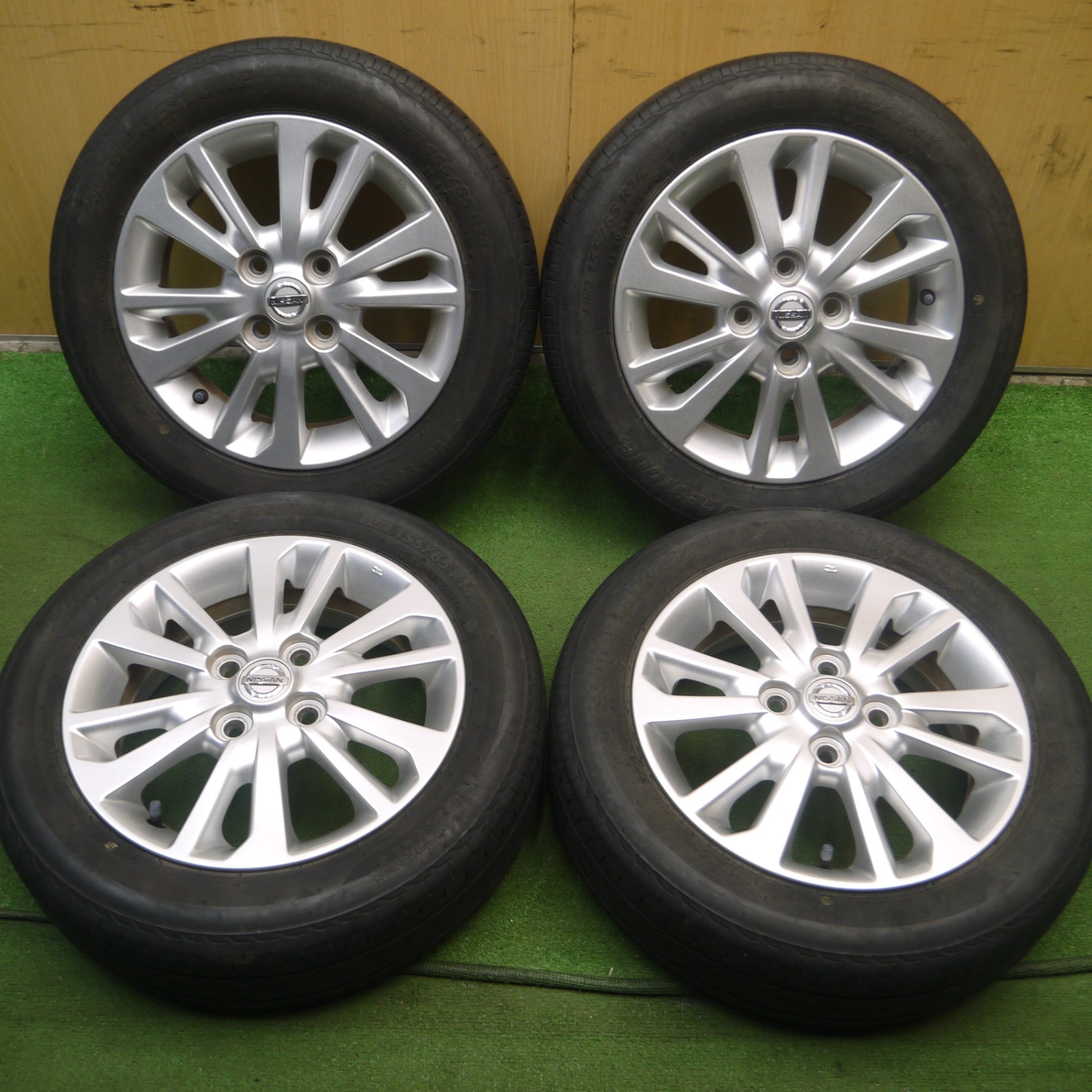 ★日産 純正 デイズ 14インチアルミホイール 155/65R14 夏タイヤ4本 BRIDGESTONE 155/65R14 夏タイヤホイール 送料無料 日産 デイズ