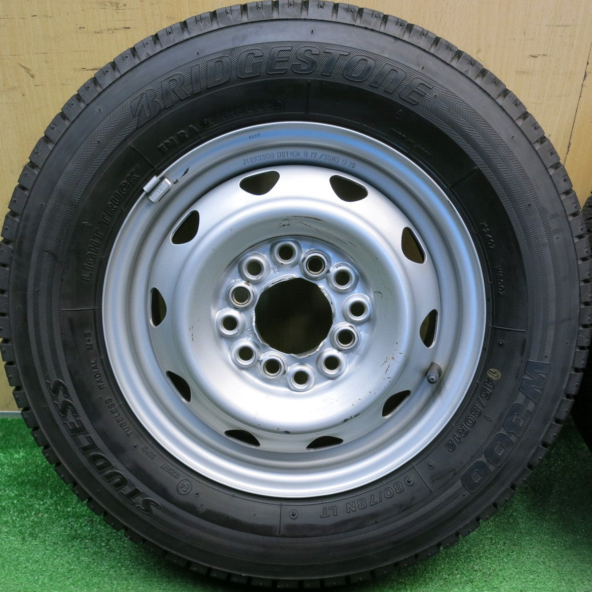 4本価格！25年◎スタッドレス 145/80R12 80/78N ブリヂストン W300 スチール ホイール 12インチ PCD100 110 114.3/4H マルチ◎6090606HAス