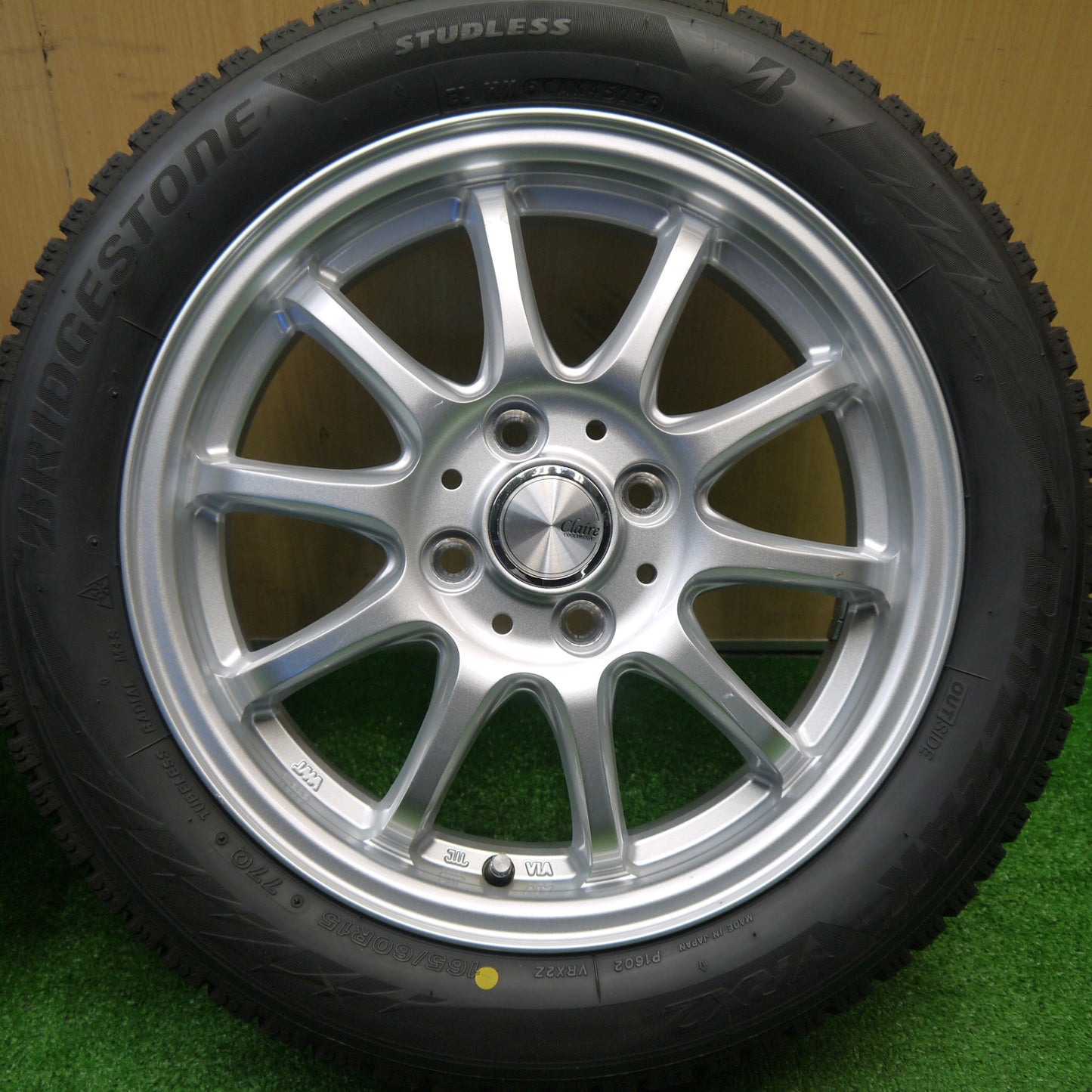 バリ溝！23年！キレイ！ほぼ10分★スタッドレス 165/60R15 ブリヂストン ブリザック VRX2 Claire クレール 15インチ ソリオ ハスラー 等 PCD100/4H★5102806Hス