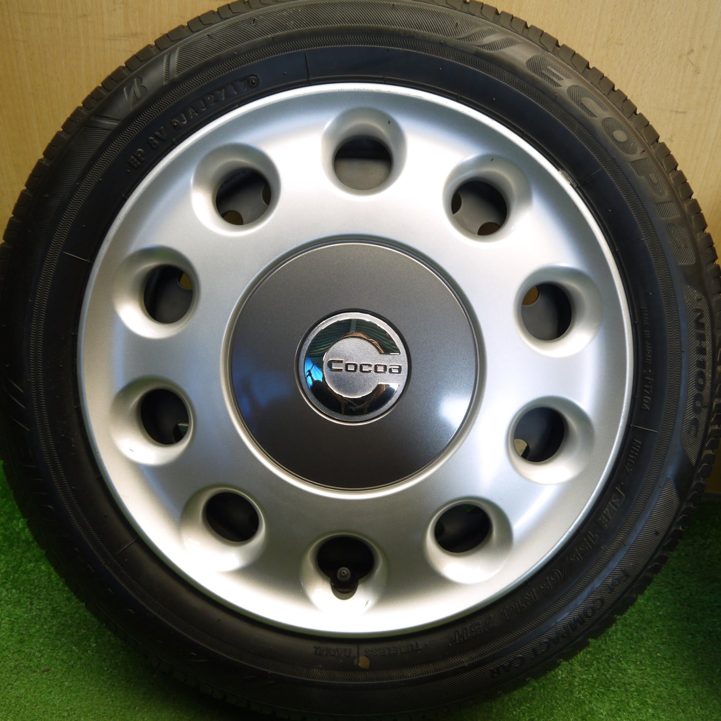 バリ溝！キレイ！9分★ダイハツ ミラ ココア 純正 スチール 155/65R14 ブリヂストン エコピア NH100C 14インチ PCD100/4H★6051108Hノ