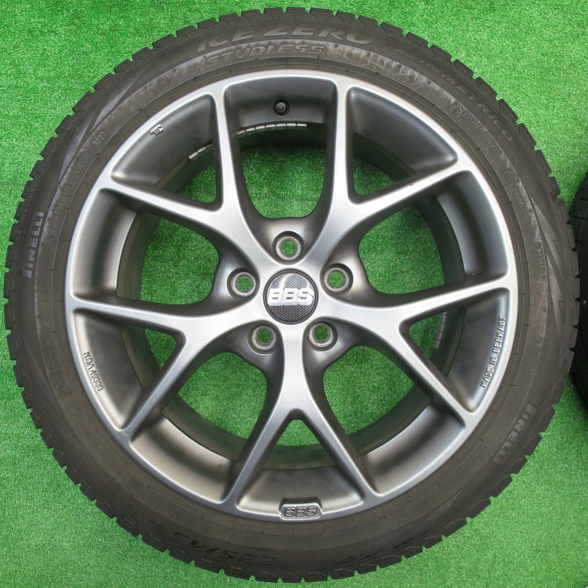 キレイ！22年★ボルボ 等 BBS SR007 KBA49538 225/45R17 スタッドレス ピレリ アイスゼロ アシンメトリコ 17インチ PCD108/5H★5101403NJス