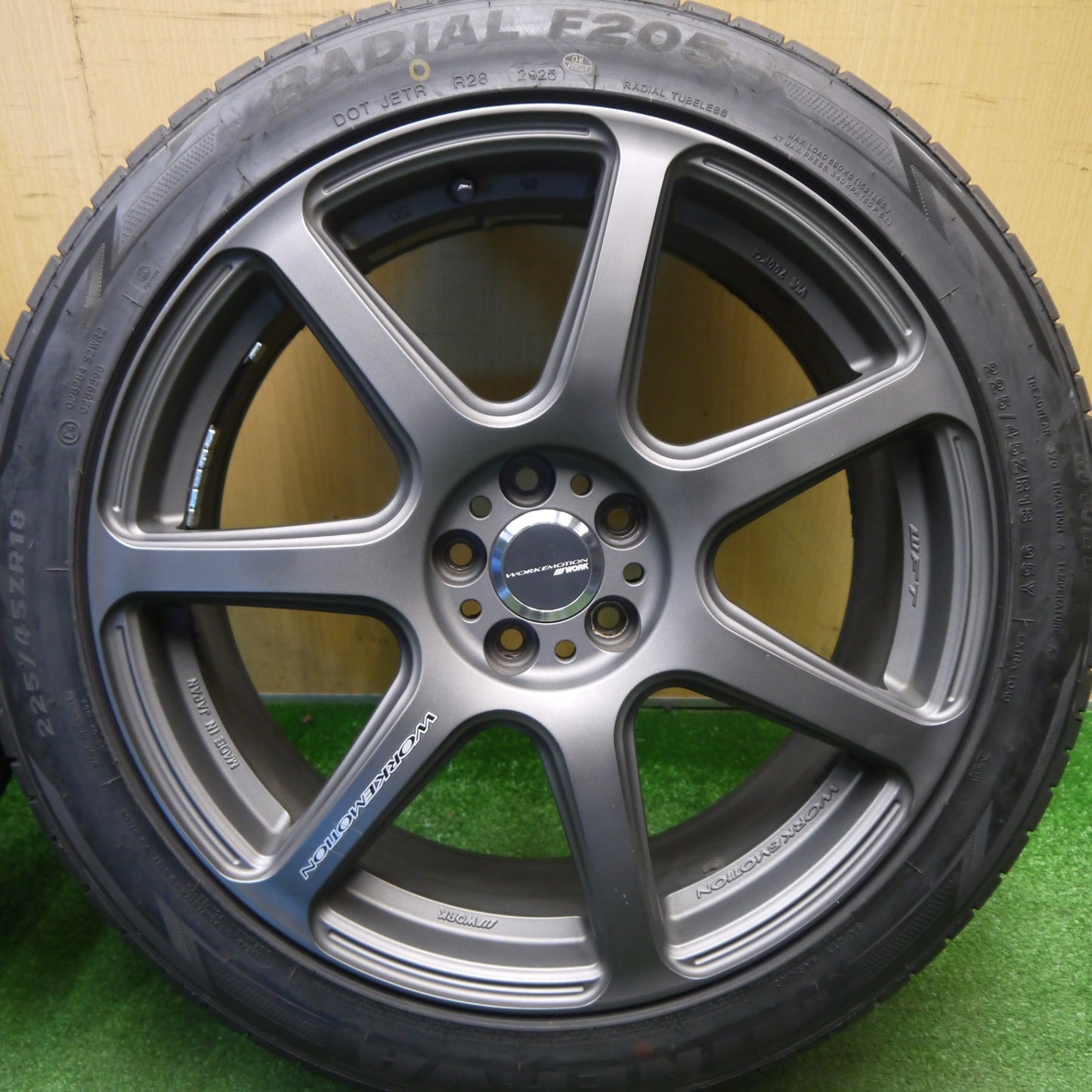 バリ溝！25年！キレイ！ほぼ10分！2本★インプレッサ 等 WORK EMOTION WFT EMT-T7R 225/45R18 ミネルバ ラジアル F205 ワーク エモーション 18インチ PCD100/5H★6011407Hノ