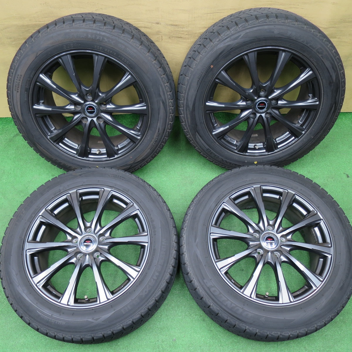 バリ溝！22年！キレイ！9.5分★スタッドレス 225/60R18 ダンロップ ウインターマックス SJ8 SJ8+ AIRNOVA エアノヴァ 18インチ PCD114.3/5H★6030802NKス