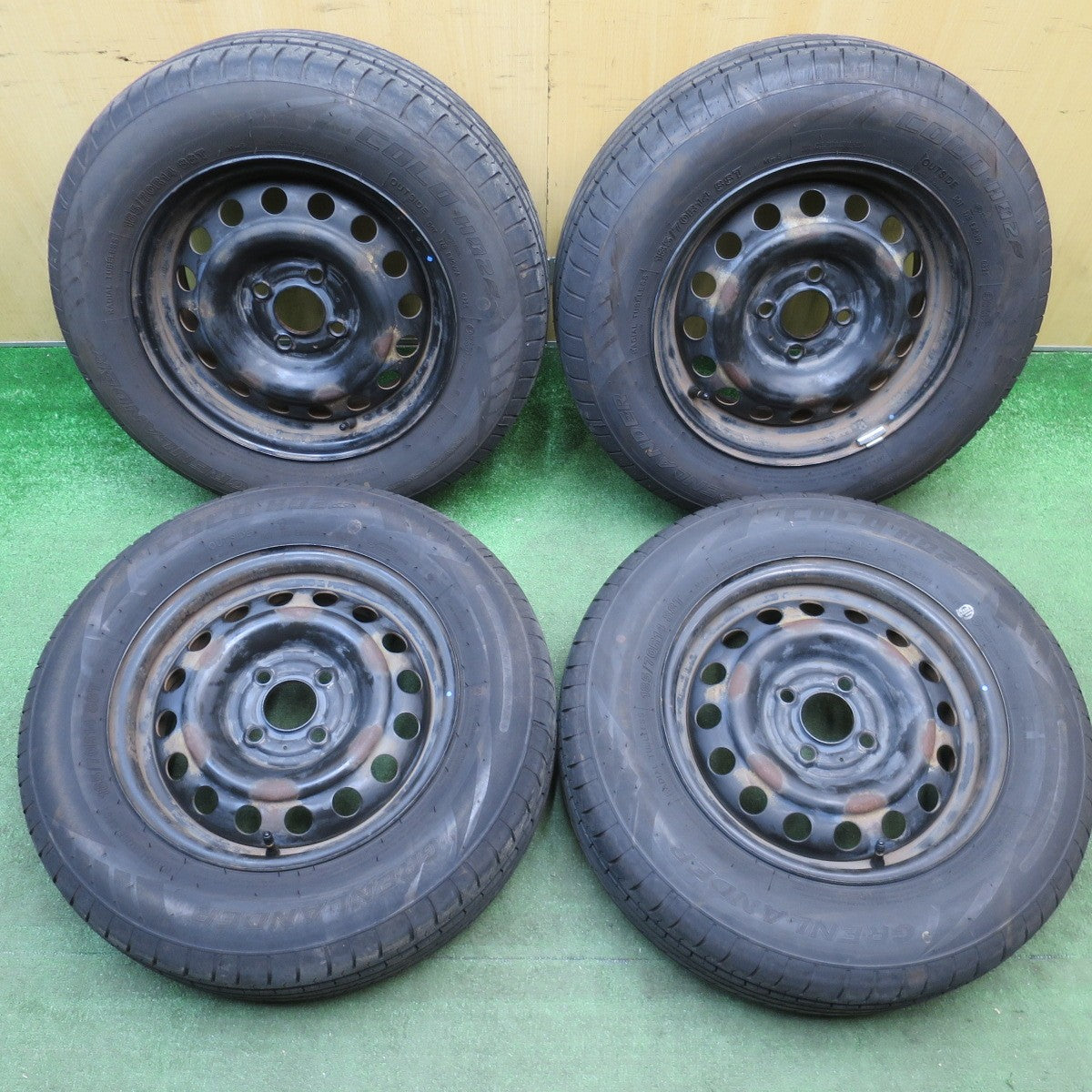 バリ溝！25年！8.5分★185/70R14 グリンランダー COLO HO2 スチール ホイール 14インチ PCD100/4H★6032410NJノ