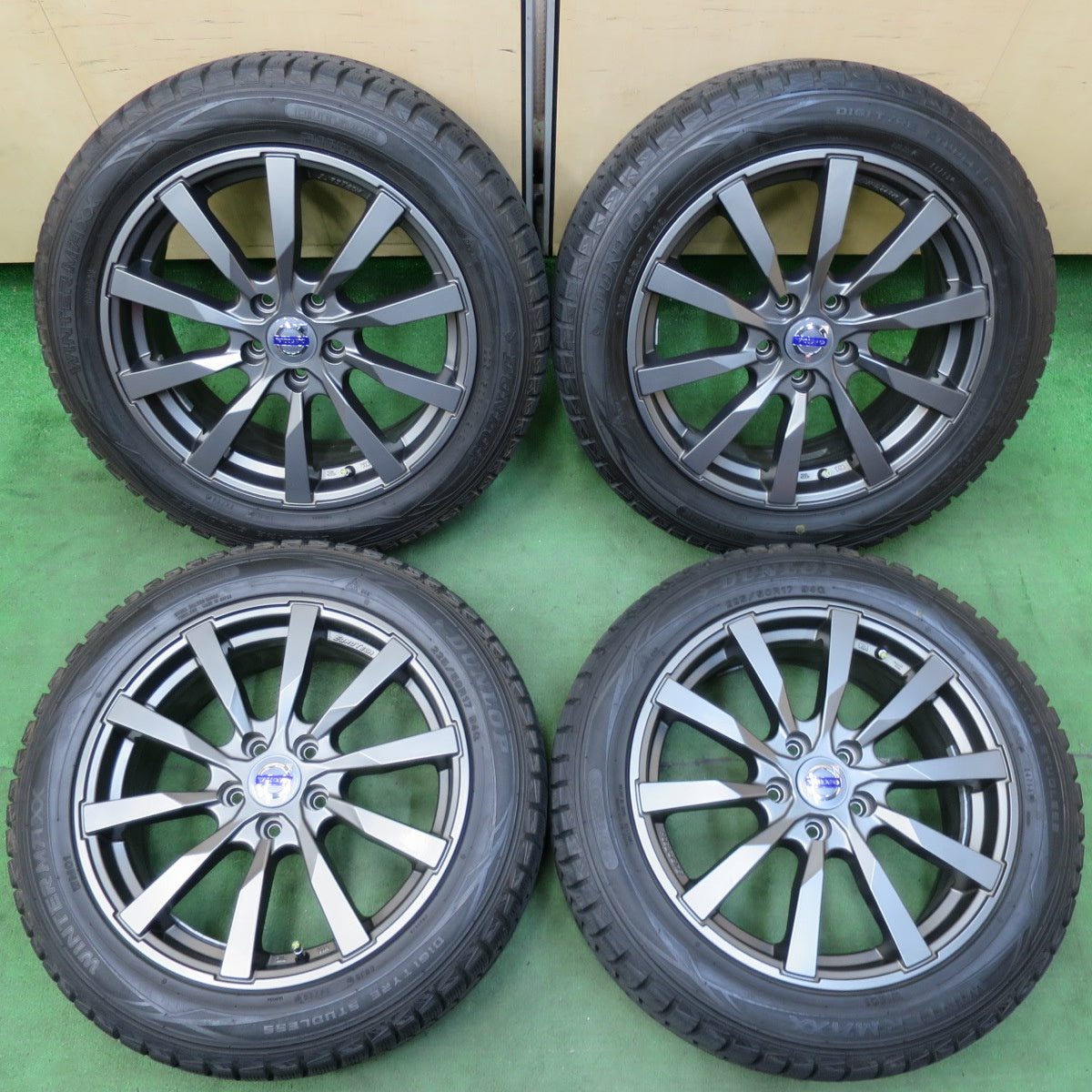 [送料無料] バリ溝！キレイ！9分★ボルボ 等 EUROTECH 225/50R17 スタッドレス ダンロップ ウインターマックス WM01 ユーロテック 17インチ PCD108/5H★5012512イス